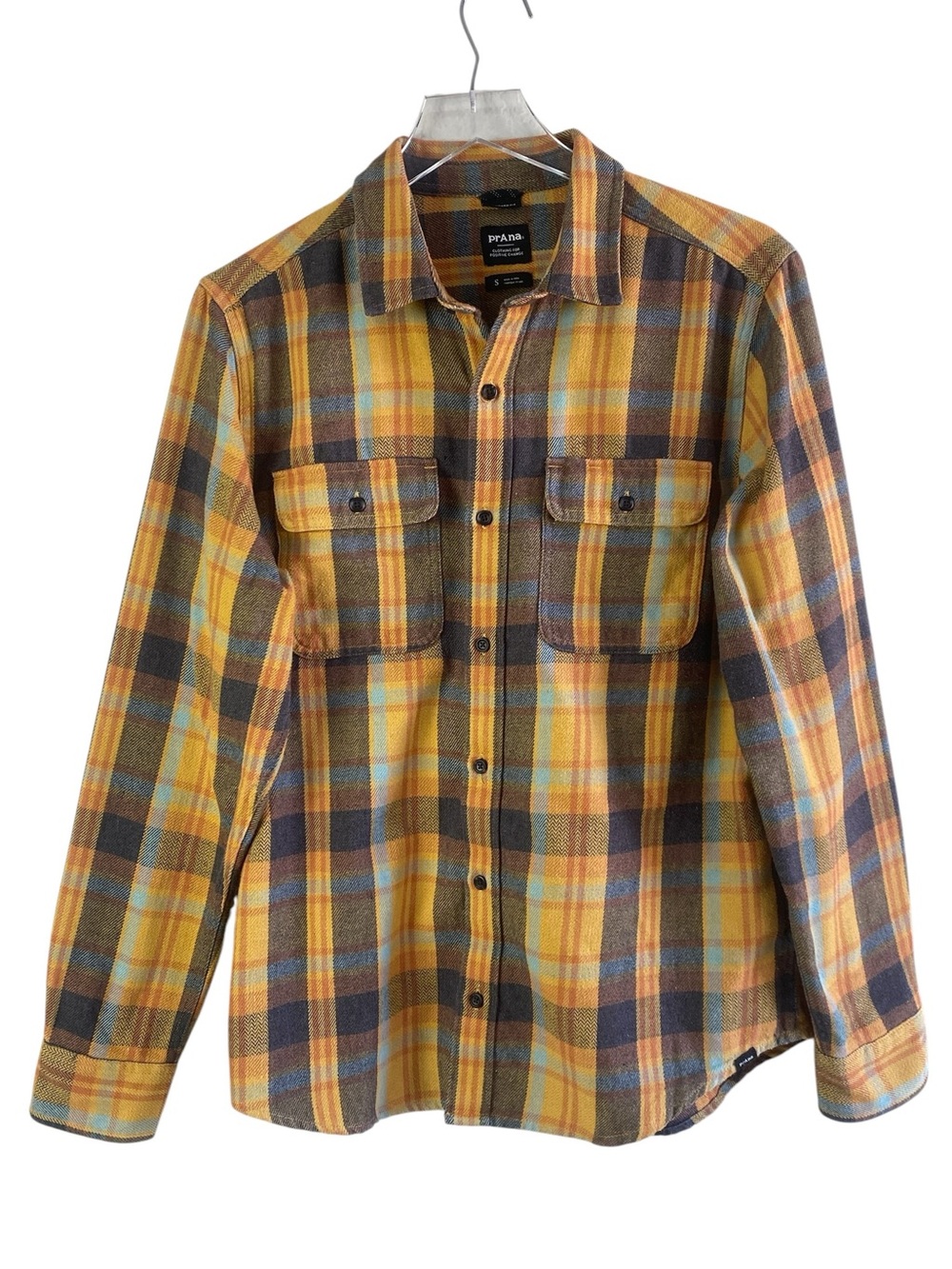 PrAna Westbrook Flannel Shirt Color Sunray Plaid Size S - Picture 2 of 6
